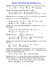 Câu hỏi ôn tập bài thi giữa kỳ | Giải Tích 2 | Trường Đại học Khoa học Tự nhiên, Đại học Quốc gia Hà Nội