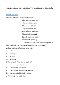 Phiếu bài tập cuối tuần lớp 3 môn Tiếng Việt - Tuần 4 (cơ bản) |  Kết nối tri thức