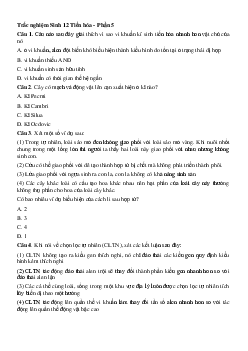 Trắc nghiệm Sinh học 12 Tiến hóa - Phần 5