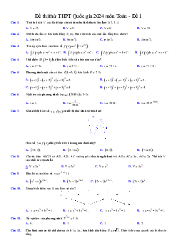 Đề thi thử THPTQG môn Toán năm 2024 bám sát đề minh họa - Đề 1