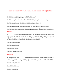 Trắc nghiệm Thiết kế nghiên cứu và đáp án | Đại học Quảng Nam