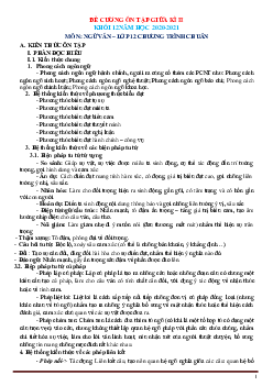Đề cương ôn tập giữa học kỳ 2 Ngữ Văn 12