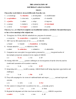 Bài tập Tiếng Anh lớp 12 Unit 16 THE ASSOCIATION OF SOUTHEAST ASIAN NATIONS có đáp án (3)