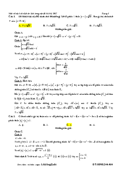 Hướng dẫn giải một số câu hỏi số phức khó trong các đề thi thử – Lê Hồng Quốc Toán 12