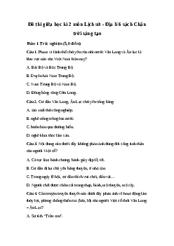 Đề thi giữa học kì 2 môn Lịch sử - Địa lí 6 năm 2023 - 2024 sách Chân trời sáng tạo | Đề 4