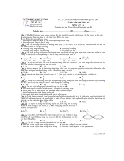 Đề thi thử THPT Quốc gia 2021 môn Vật Lí trường THPT Quảng Xương 1 lần 3 (có đáp án)