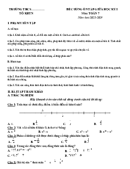 Đề cương ôn tập giữa học kì 1 môn Toán 7 sách Cánh diều