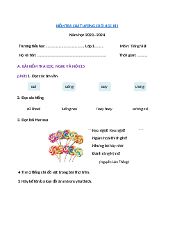 ĐỀ KIỂM TRA CUỐI HỌC KÌ 1 lớp 1 môn Tiếng Việt - NĂM HỌC 2023-2024 | Đề 3 | Cùng học để phát triển năng lực
