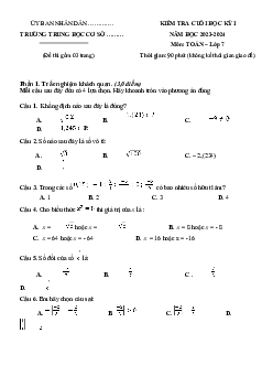 Đề thi học kì 1 môn Toán 7 năm 2023 - 2024 sách Kết nối tri thức với cuộc sống - Đề 7