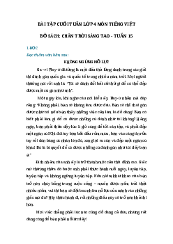 Bài tập cuối tuần tiếng Việt lớp 4 Chân trời sáng tạo Tuần 15 cơ bản