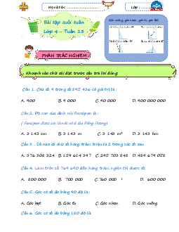 Giải Bài tập cuối tuần lớp 4 môn Toán Chân trời sáng tạo - Tuần 13