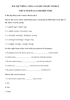 Bài tập Unit 4 lớp 6 Festivals and Free time - Smart World