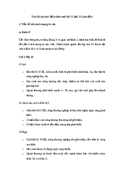 Giải Lịch sử 11 Bài 1: Một số vấn đề chung về cách mạng tư sản | Cánh diều