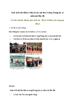 Giải Lịch sử Địa lí lớp 4 Bài 6: Một số nét văn hóa ở vùng Trung du và miền núi Bắc Bộ | Chân trời sáng tạo