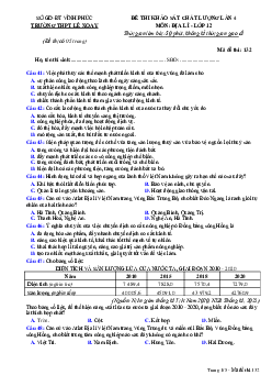 Đề thi thử THPT Quốc gia năm 2023 môn Địa lần 4 trường Lê Xoay, Vĩnh Phúc
