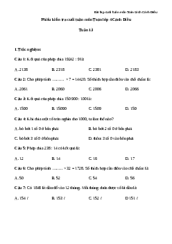 Phiếu bài tập cuối tuần lớp 4 môn Toán nâng cao Tuần 13 Cánh Diều