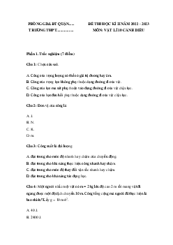 Bộ đề thi học kì 2 môn Vật lí 10 năm 2022 - 2023 sách Cánh diều