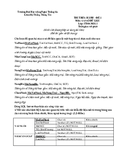 Đề thi thực hành cở sở dữ liệu