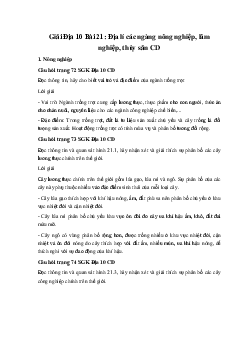 Giải Địa 10 Bài 21: Địa lí các ngành nông nghiệp, lâm nghiệp, thủy sản CD