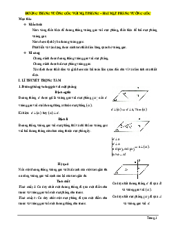 Bài giảng đường thẳng vuông góc với mặt phẳng, hai mặt phẳng vuông góc