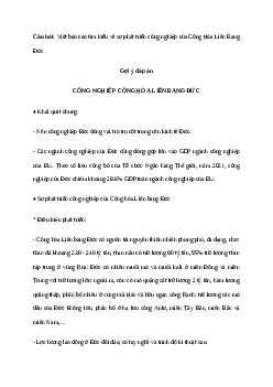 Giải Địa lí 11 Bài 10: Thực hành Viết báo cáo về sự phát triển công nghiệp của Cộng hòa Liên bang Đức | Kết nối tri thức