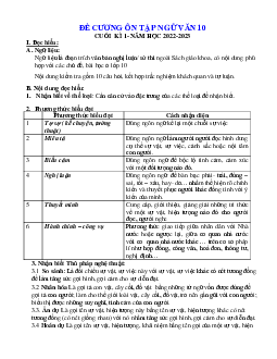 Đề cương ôn tập HK1 ngữ văn 10 kết nối tri thức
