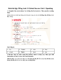Giải Unit 1 Speaking | Sách bài tập Tiếng Anh 11 Global Success