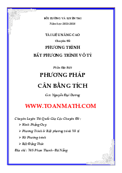 Phương pháp cân bằng tích giải PT – BPT vô tỉ – Nguyễn Đại Dương