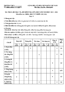 Đề thi giữa học kì 2 môn Khoa học tự nhiên 8 năm 2023 - 2024 sách CD - Đề 2-3