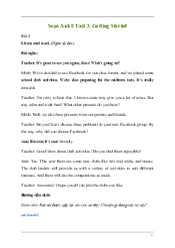 Giải Tiếng Anh 8 Unit 3: Getting Started | Kết nối tri thức