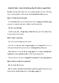 Soạn bài Nghe và tóm tắt nội dung thuyết trình của người khác - Chân trời sáng tạo