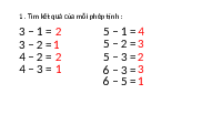 Giáo án điện tử Toán 1 Chương 2 Cánh diều: Luyện tập trang 62 - Phép trừ trong phạm vi 6