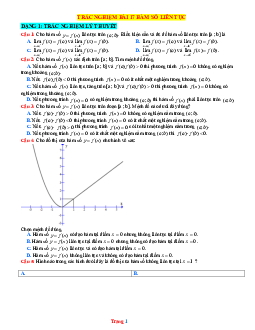 Trắc nghiệm bài 17 Hàm số liên tục mức thông hiểu