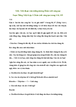 Soạn bài Viết: Viết đoạn văn tưởng tượng - Tiếng Việt 4 Chân trời sáng tạo