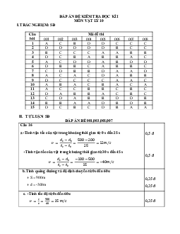 Đề thi học kì 1 môn Vật lí 10 năm 2023 - 2024 sách Kết nối tri thức với cuộc sống