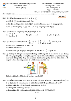 Đề cuối học kỳ 1 Toán 9 năm 2023 – 2024 trường Việt Anh 2 – Bình Dương