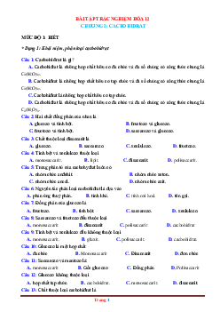 Các dạng bài tập trắc nghiệm Cacbohidrat hóa học 12 (có đáp án)