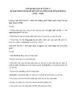 Giải bài tập SGK Lịch Sử 12 Bài 1: Sự hình thành trật tự thế giới mới sau chiến tranh thế giới thứ hai (1945 – 1949)