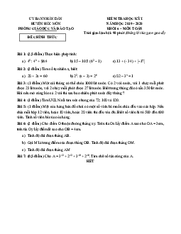 Đề thi học kỳ 1 Toán 6 năm 2019 – 2020 phòng GD&ĐT Hóc Môn – TP HCM