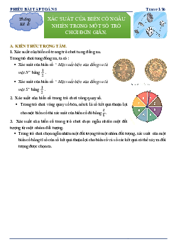 Phiếu bài tập Toán 8 chủ đề một số yếu tố thống kê và xác suất