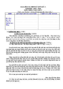 Đề thi giữa học kì 1 môn Tiếng Việt lớp 5 năm 2019 - 2020 - Đề 2