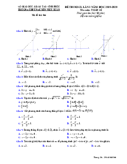 Đề thi KSCL Toán 10 lần 3 năm 2019 – 2020 trường THPT Nguyễn Viết Xuân – Vĩnh Phúc