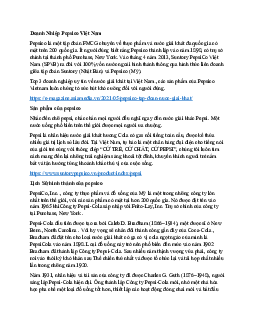 Lý thuyết về Doanh Nghiệp Pepsico Việt Nam