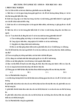 Đề cương ôn tập học kì 1 môn Sinh học 10 sách Kết nối tri thức với cuộc sống