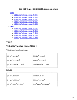 Vở bài tập Toán lớp 4 trang 72 Bài 21: Luyện tập chung Kết nối tri thức