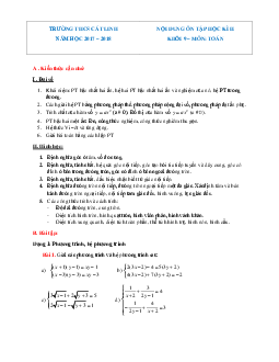Đề cương ôn tập HK2 Toán 9 năm 2017 – 2018 trường THCS Cát Linh – Hà Nội