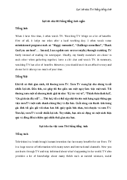 Đoạn văn tiếng Anh viết về lợi ích của Tivi