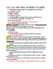 Câu hỏi trắc nghiệm về Lipids | Công nghệ sinh học | Đại học Tôn Đức Thắng