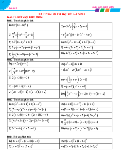 Đề cương ôn thi học kỳ 1 Toán 8 năm học 2022 – 2023