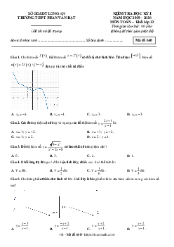 Đề thi HKI Toán 12 năm 2019 – 2020 trường THPT Phan Văn Đạt – Long An
